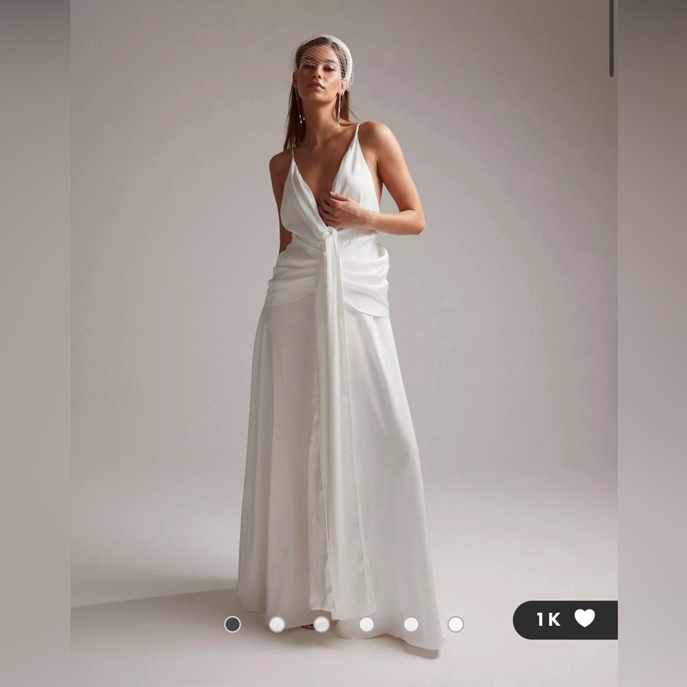 ASOS DESIGN Emily satin plunge drape cami wedding dress